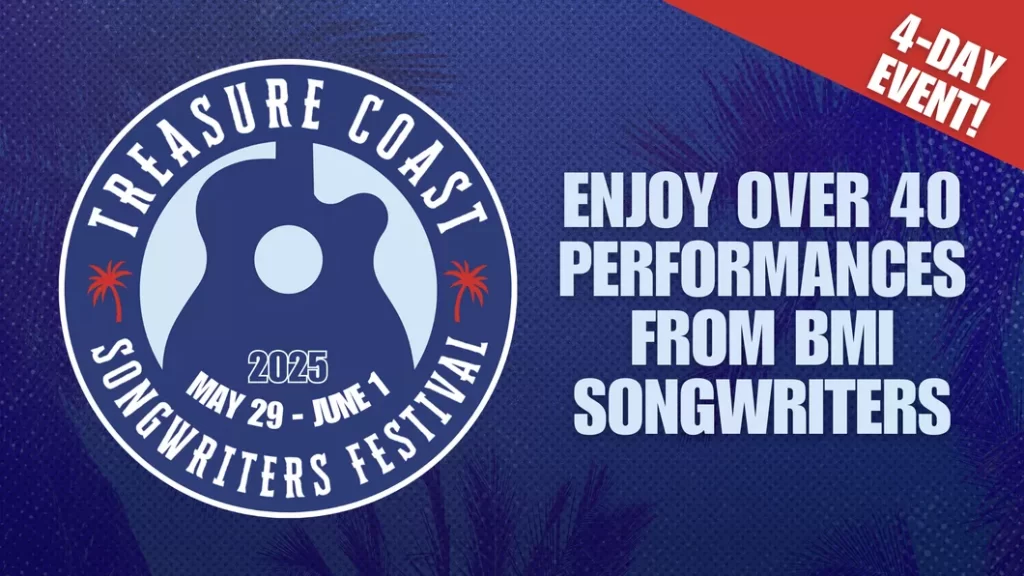 Treasure Coast Songwriters Festival event flyer - May 29 through June 1